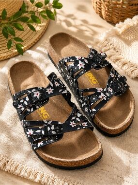 Viking Floral Cork Footbed Sandals Double Buckle EU 38 US 7.5